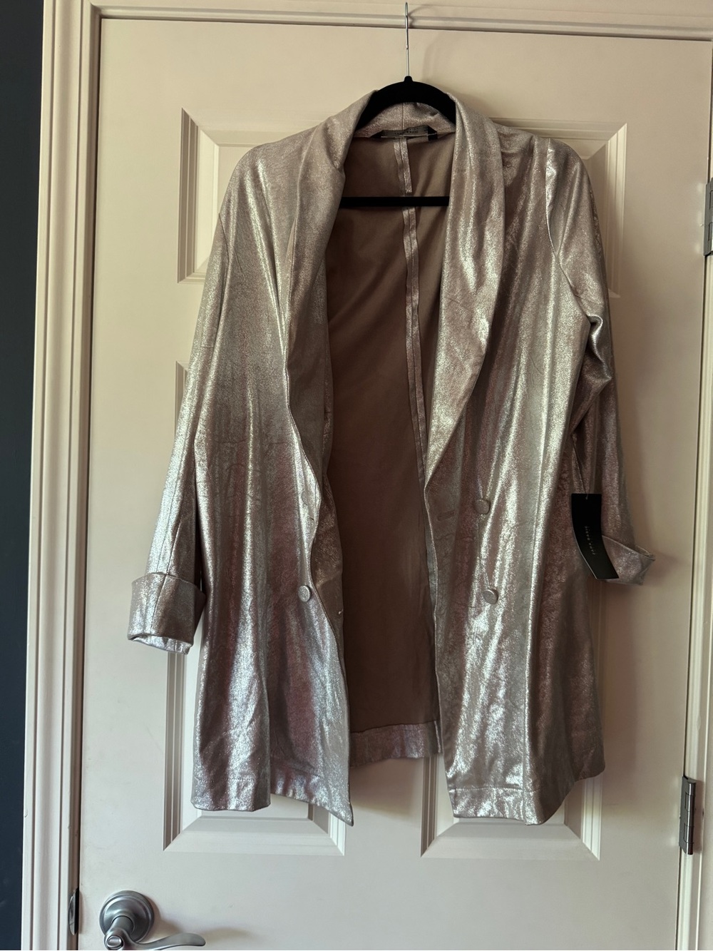 Zara Metallic Silver Draped Blazer